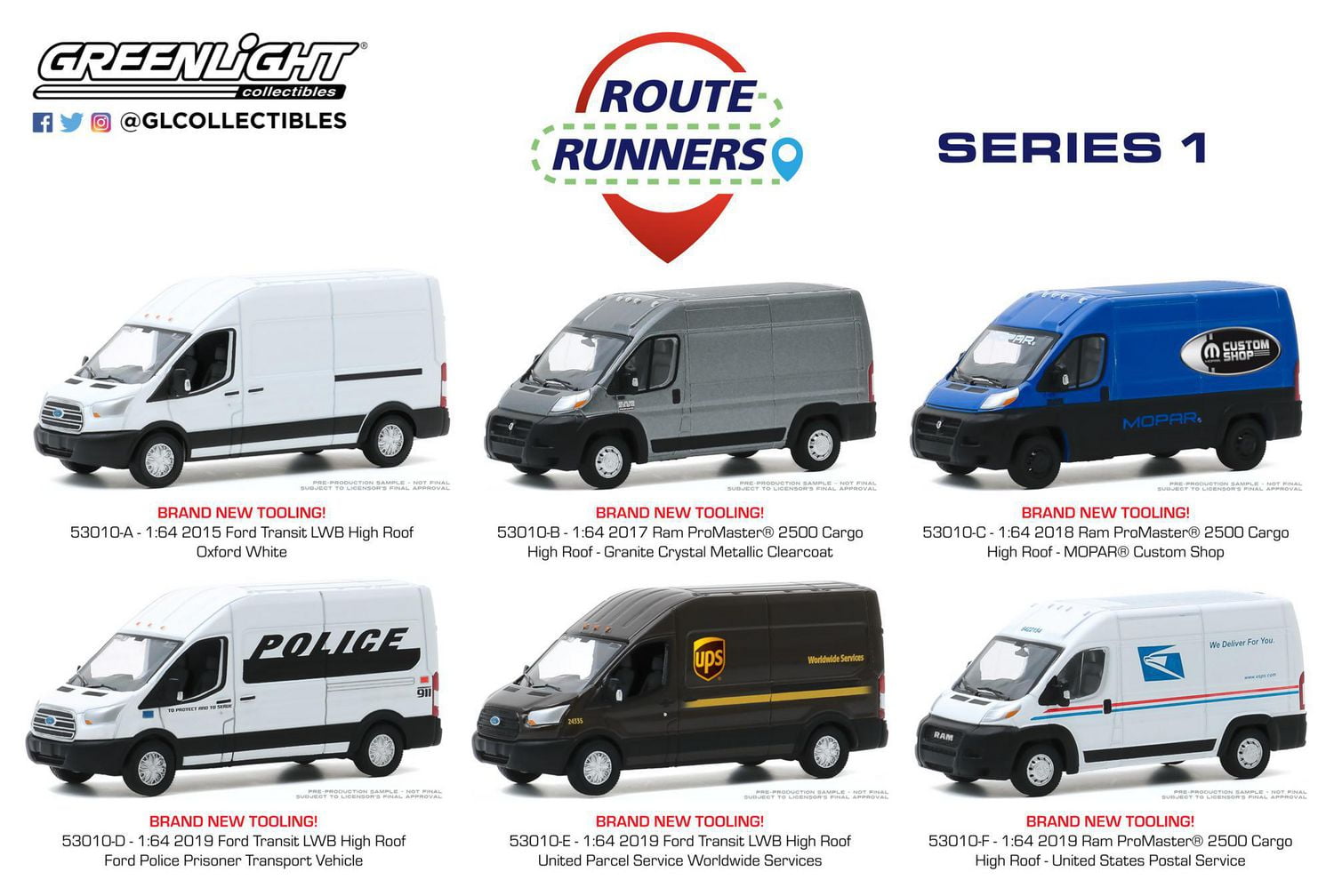 1:64 GreenLight Route Runners Die-Cast Vehicles Series 1