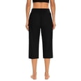 thumbnail image 3 of Plebaso Capri Pants for Women Drawstring Cropped Wide Leg Pants Lightweight Lounge Yoga Capris with Pockets, 3 of 7