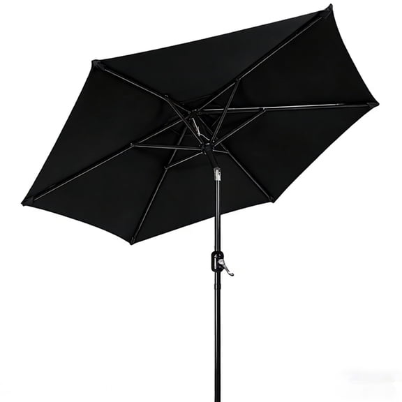 7.5FT Outdoor Patio Umbrella, 6 Ribs Table Umbrella with Tilt and Crank, Market Centred Umbrellas Parasol Sun Shelter for Garden, Backyard, Pool