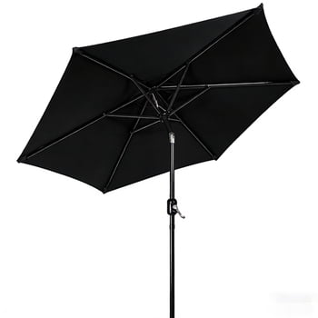 Parasol de Patio Extérieur de 7,5 Pi, Parasol de Table à 6 Baleines avec Inclinaison et Manivelle, Parasol de Marché Centré Abri Solaire pour Jardin, Cour Arrière, Piscine