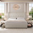 thumbnail image 2 of Ourlova Full Upholstered Bed Frame with Headboard and 4 Storage Drawers, Charging Station, Noise-Free, No Box Spring Needed, Easy Assembly Full Size, 2 of 7