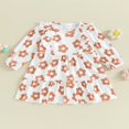 thumbnail image 2 of Girls Autumn Long Sleeve Crewneck Ruffle Floral Print Dresses, 2 of 9