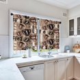 thumbnail image 4 of Coffee Kitchen Curtains Cartoon Window Curtains Valance and Tier Set, Vintage Brown Rod Pocket Short Tier Curtain, Cute Doodle Small Cafe Curtains for Kitchen Decor, 4 of 5