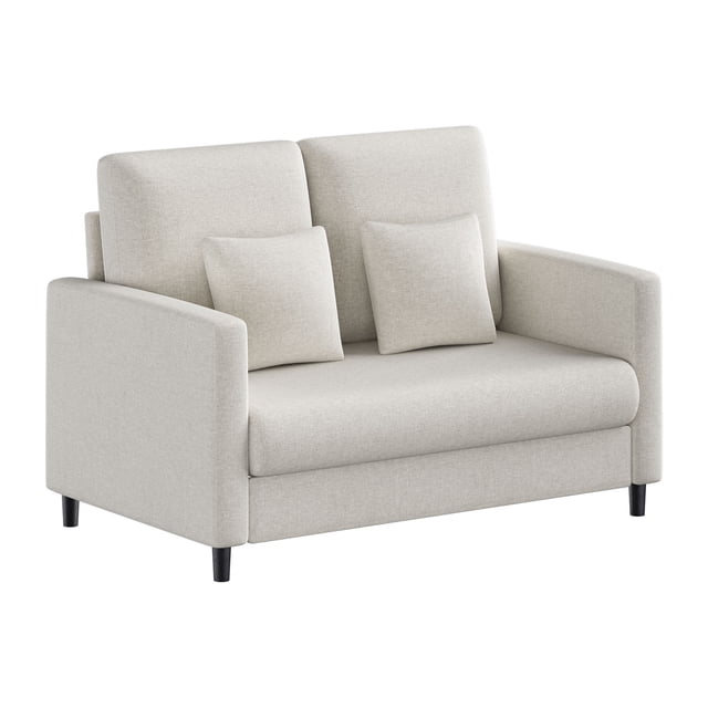 Causeuse, Causeuse 51 Pouces, Petite Causeuse en Peluche Confortable pour Petits Espaces, Beige