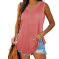 thumbnail image 1 of Débardeurs pour Femmes Col en V Basique Décontracté Fluide Été Sans Manches T-Shirt, 1 of 7