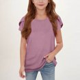 thumbnail image 1 of WMTBSRSW Offres Prime Day Filles Mode Floral Manches Courtes T-Shirts d'Été Unis Basiques Décontractés Col Rond 5-14 Ans, 1 of 6