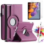 Cases for Samsung Galaxy Tab A9 Plus 11 Inch 2023 Case with Stylus Pen Glass Screen Protectors, Translucent Rotaning Cover for Samsung Tab A9+ Tablet (SM-X210/X216/X218) - Purple
