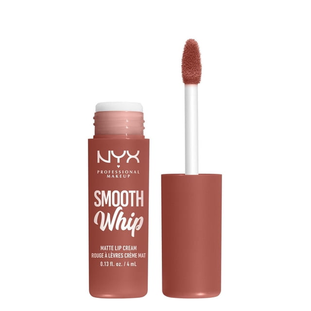 NYX PROFESSIONAL MAKEUP Smooth Whip Matte Lip Cream 4ml with doe-foot applicator, in a warm muted rose shade, vegan formula enriched with shea and cocoa butter for smooth, long-lasting matte lip color suitable for layering.