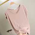 thumbnail image 2 of FRSASU T-Shirt de Sommeil Uni pour Femme Haut de Pyjama à Col en V Kaki, 2 of 8