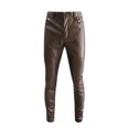 thumbnail image 3 of Men's PU Leather Solid Color Trousers - Sports Casual Pants for All Seasons, 3 of 3