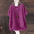 thumbnail image 2 of Hot Sale!!Women's Summer Short Sleeve Solid Casual Loose Linen Top, 2 of 3