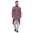 thumbnail image 1 of Atasi Kurta Asymétrique à Boutons pour Hommes Chemise Imprimée Mandarin à Manches Longues, 1 of 5