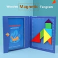 thumbnail image 2 of Wooden Magnetic Tangram Puzzle Game Educational Book For Kids Learning Travel Activity Cognitive Development Toy With Storage Bag 8.66 Inches, 2 of 9