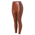 thumbnail image 1 of GPOECD Womens Leather Leggings Stretch High Waisted Pleather Pants Bronze,L, 1 of 5
