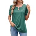 thumbnail image 1 of Timegard Womens Tops Front Keyhole Round Neck Short Sleeve T Shirts Solid Color Casual Tunic Blouses, 1 of 7
