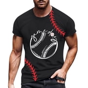 LUOGENLI Male T-shirts for Mens Baseball Tee 2025 Game Day T Shirt Men's Solid Color Short Sleeve Print T Shirt Top 4xl Mens T-shirts Graphic Tees Easter Black XXL