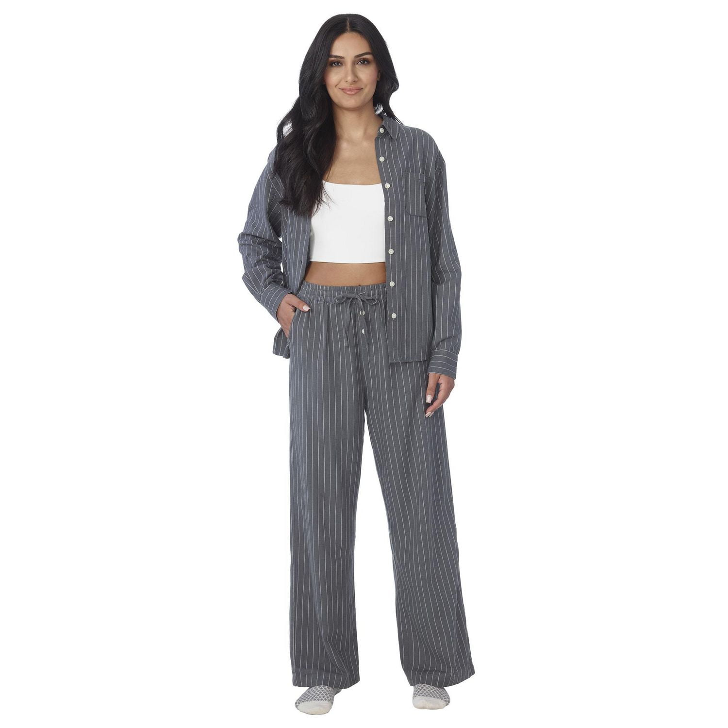 Secret vêtements de nuit pantalon en flanellette à fines rayures