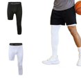 thumbnail image 4 of Pantalon de Compression 3/4 pour Hommes Collants une Jambe Couche Athlétique Base Basketball Ne U9V9, 4 of 8