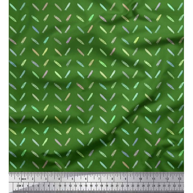 Soimoi Green Velvet Fabric Brush Stroke Abstract Printed Fabric 1 Yard 58 Inch Wide