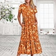 thumbnail image 1 of Robes d'Été Grande Taille pour Femmes 2024 Décontractées à Manches Courtes Col Rond Robe Décontractée Fluide à Étages Maxi Robe de Plage avec Poches Robe à Imprimé Brillant Économisez jusqu'à 65 % de Rabais!, 1 of 7