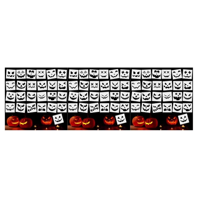 Youkk 25 Pcs/ensemble Pochoirs d'Halloween pour Dessiner des Visages de Citrouille Divers Modèles Réutilisables Taille Appropriée 3Ensemble
