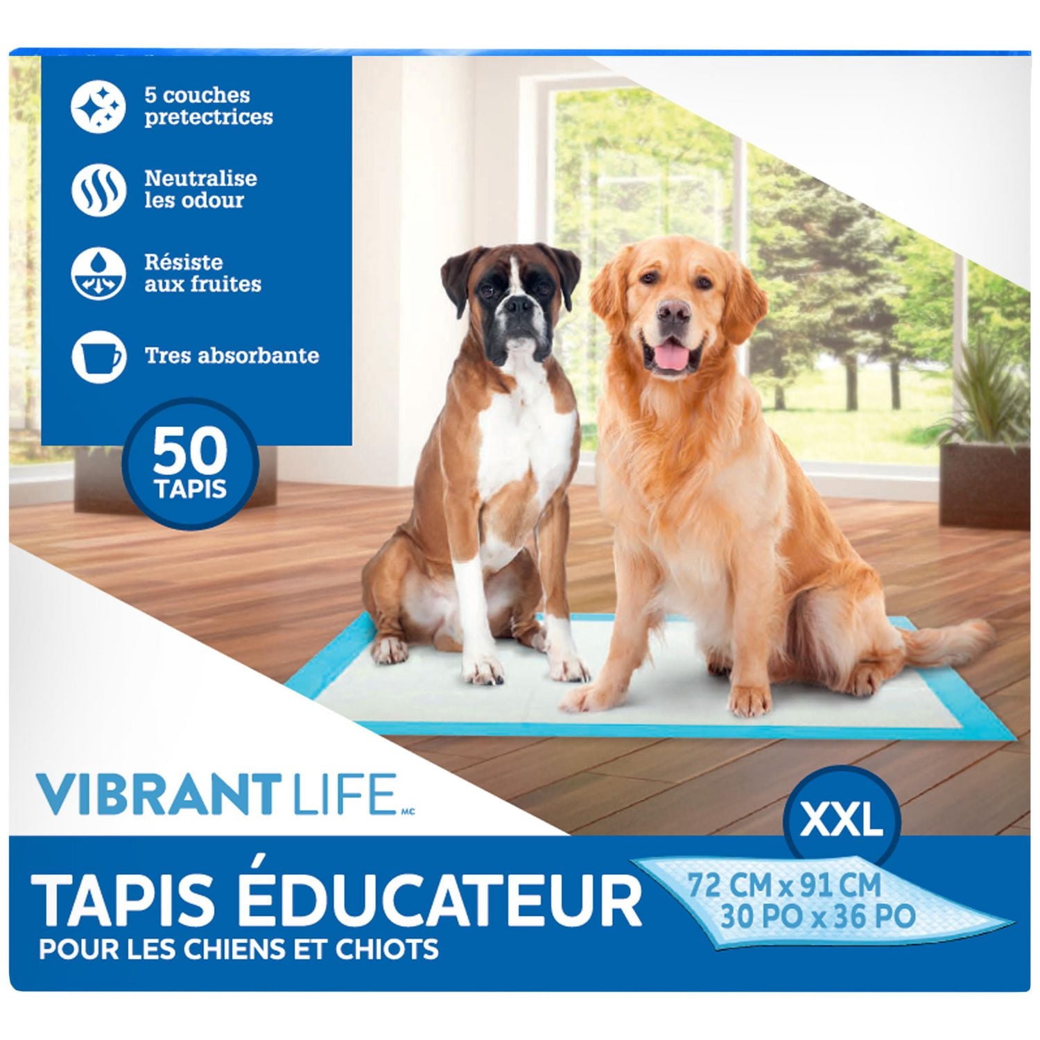 Vibrant Life Tapis Pipi pour Chiens et d'Entraînement Chiots, TTG (76*91cm)