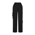 thumbnail image 3 of Timegard Womens Sweatpants Cargo Pants Elastic Waist Straight Leg Fall Casual Loose Workout Trousers, 3 of 6