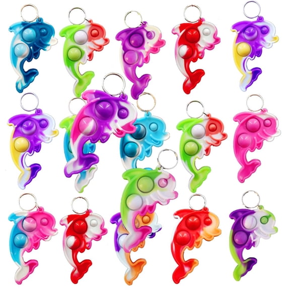 Roaqua 30 Paquets en Vrac Sac à Dos Mini pop Porte-Clés Anti-Stressï1⁄4oe Cadeaux de Fête d'Anniversaire, Cadeaux de Prix Bulles d'Été pour Élèves Garçon et Petite Fille, Enfants