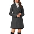 thumbnail image 1 of Allegra K Manteau Mi-Long à Manches Longues Raglan à Revers Croisé pour Femme m Gris Foncé, 1 of 5