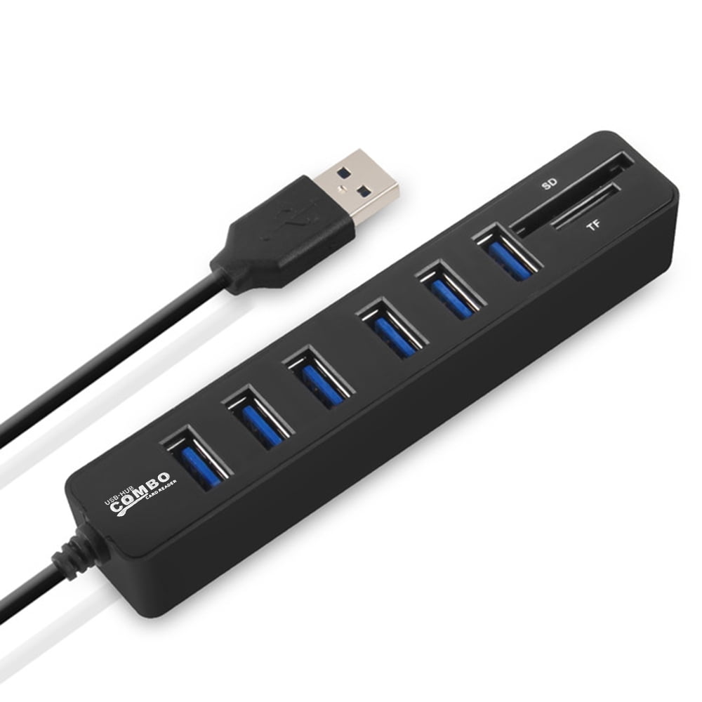 Yeacher JDL-HSD8 USB Hub Combo Splitter 3/6 Ports Optional USB 2.0 High Speed Mini 2 In 1 TF Card Reader for Laptop Computer