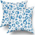 thumbnail image 1 of Light Blue Grey Leopard Print Pillow Covers 16X16 Inch Watercolor Grey Cheetah Decorative Pillow Cases Animal Square Throw Pillow Case Set of 2 Home Decor For Sofa Living Room Bedroom Bed Cushion, 1 of 5