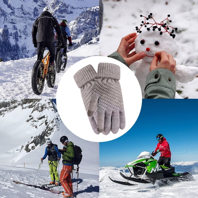 Winter Fingerless Gloves Fleece Lined Soft Knit Acrylic Fiber Windproof Solid Color for Cycling Outdoor Daily Commuting Cold Weather