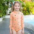 thumbnail image 2 of DecSea Baby Girls Cute One Piece Swimsuit UPF 50+ Floral Print Zipper Long Sleeve Ruffled Swimwear Bathing Suit, 2 of 9