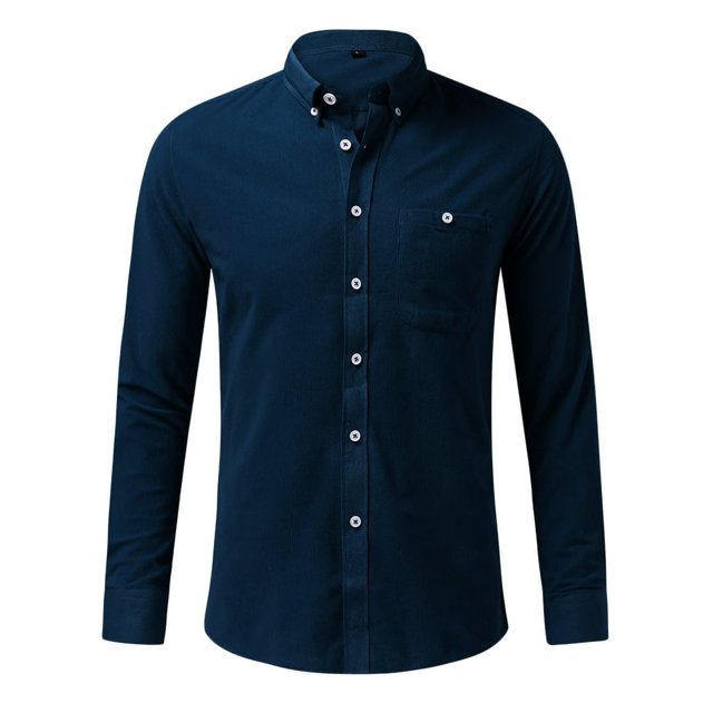 Mens Corduroy Shirt Button Down Long Sleeve Ribbed Fall Tops Slim Fit Casual Warm Shirts