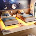 thumbnail image 2 of KOUSEI Floating Bed Frame Twin Size with LED Lights and Charging Station Modern Metal Platform No Box Spring Required，Black, 2 of 9