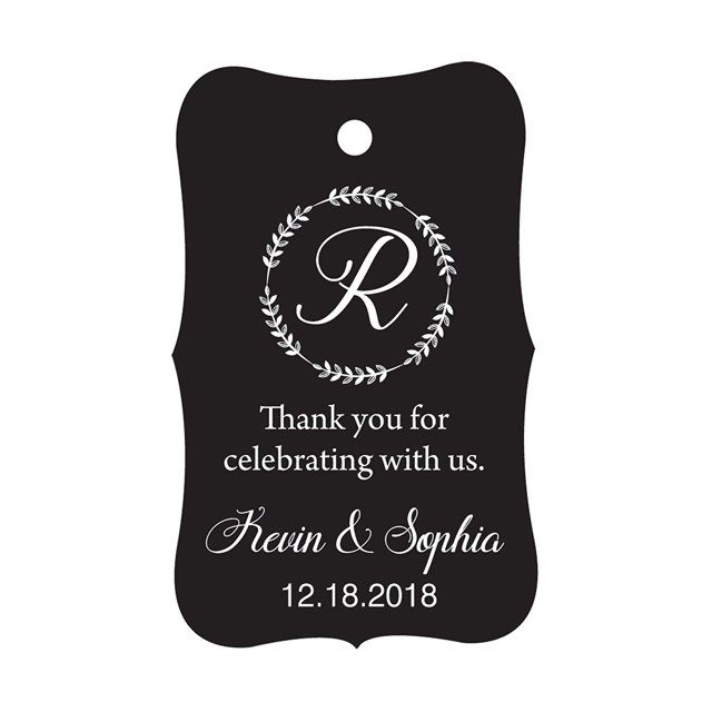 100 PCS Custom Made Scallop Edges Hang Tags Thank You For Celebrating Wedding Favor Gift Paper Tags