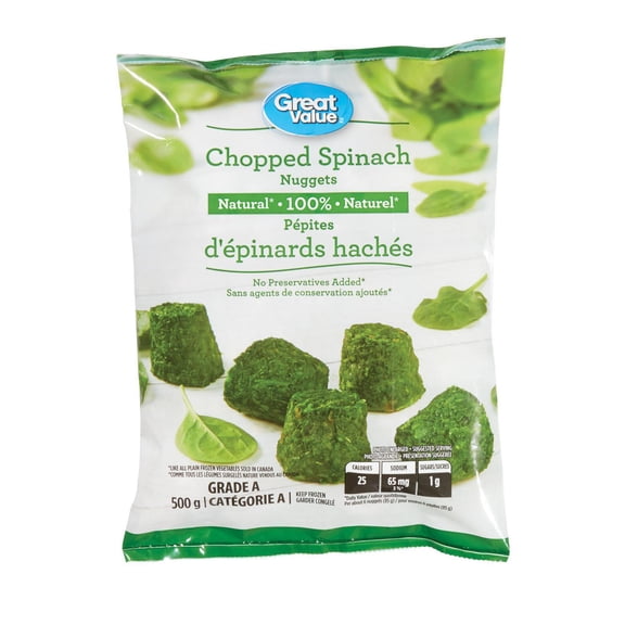 Great Value Frozen Chopped Spinach Nuggets, 500 g