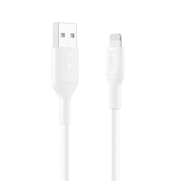 Cable BoostCharge Eco USBA vers Lightning 1&nbsp;m/3,3&nbsp;pi Cable souple et flexible pour charge rapide, cable chargeur Lightning pour iPhone&nbsp;14 et series anterieures iPad 9e gen et AirPods BC