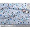 thumbnail image 3 of Soimoi Polyester Crepe Fabric Planet,Rocket & Astronaut Animals Cartoon Printed Fabric 1 Yard 42 Inch Wide, 3 of 3
