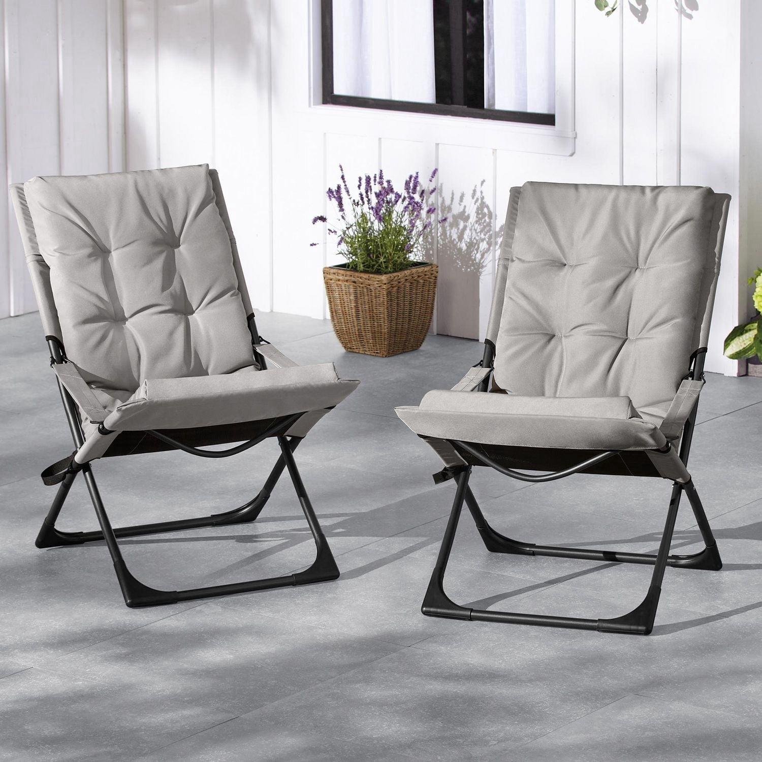 Mainstays 2-in-1 Folding Patio Chair Set, 2 pack