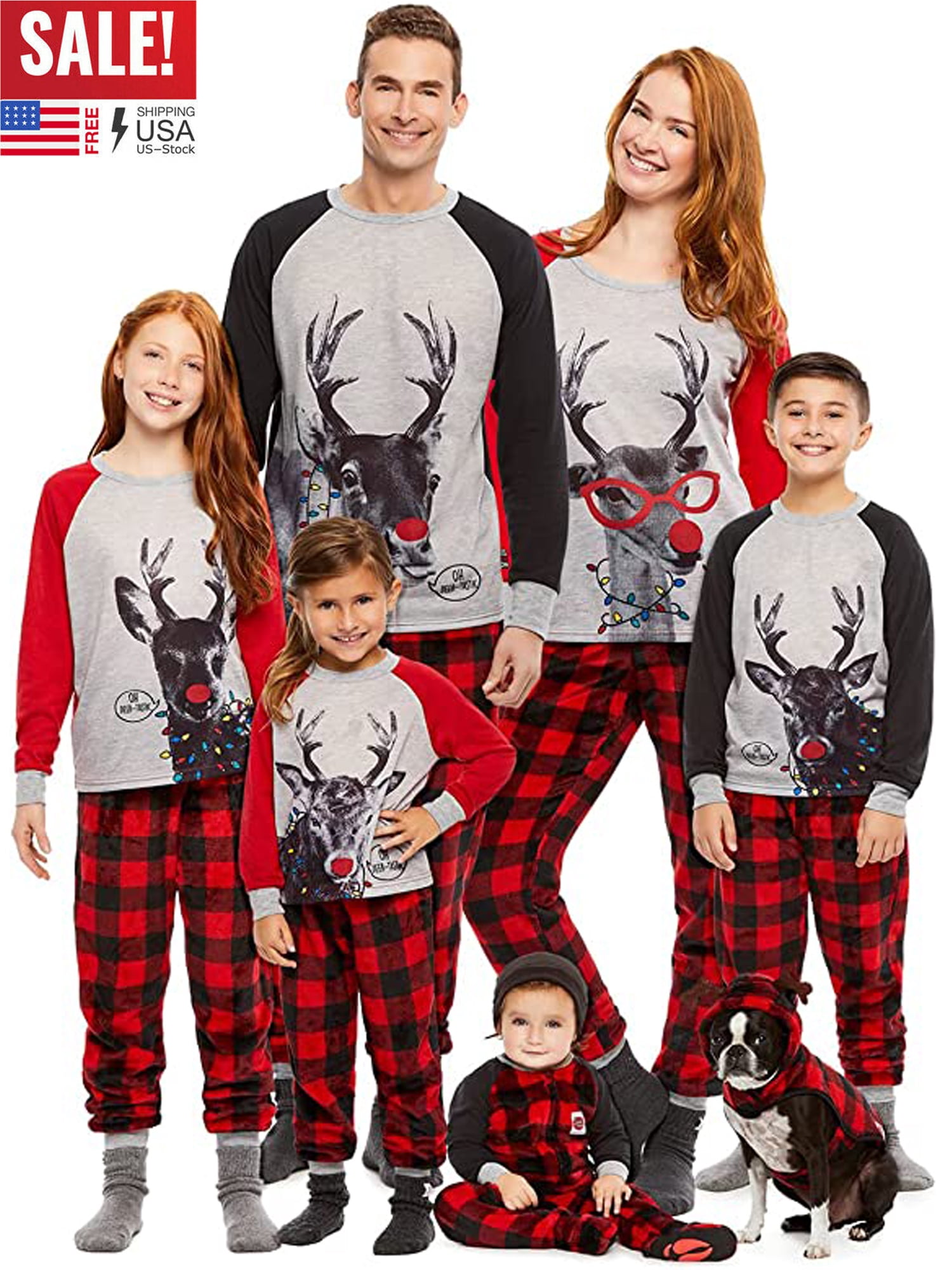Ensemble de Pyjamas Familiaux Assortis de Noël Imprimés, Pyjamas Familiaux à Manches Longues, Ensembles de Vêtements de Nuit pour Bébés Garçons, Filles et Adultes