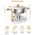 thumbnail image 4 of Round Chafing Dishes for Buffet 2, 4, 6 Pack, 5QT Stainless Steel Buffet Servers and Warmers, Serving Food Warmer with Lid, Spoon and Tweezers Complete Set for Catering, Parties, 4 of 8