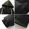thumbnail image 3 of Pisexur Winter Coats for Men Long Sleeve Solid Color Mens Winter Jacket Casual Zipper Button Drawstring Warming Jacket Oversized Hooded Jacket Outerwear with Pockets S-3XL, 3 of 3