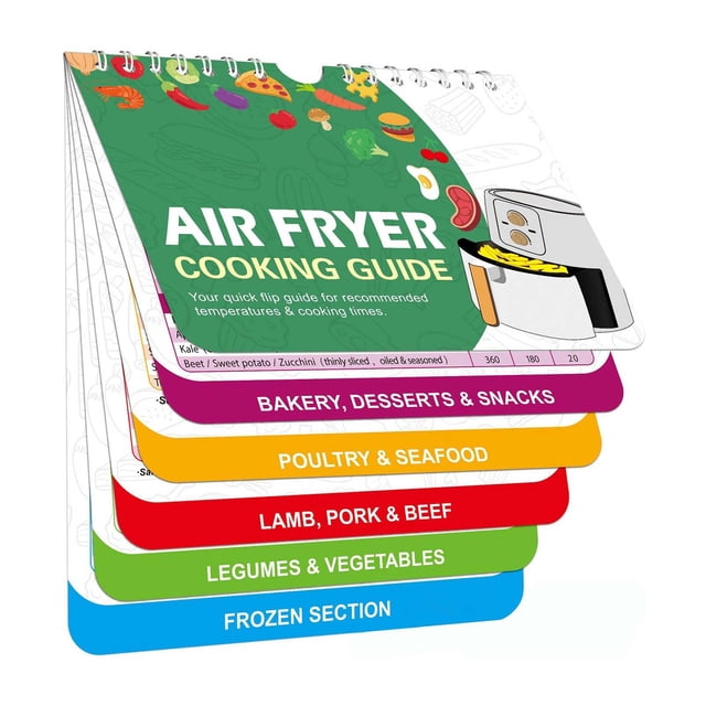 Oleegame 1PC Air Fryer Cookbook Cheat Sheet Air Fryer Cheat Sheet Magnets Cooking Booklet Cookbooks Air Fryer Accessories Oven Cooking Pot Temp Kitchen Conversion Green