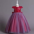 thumbnail image 1 of VKOYWKM Robe de Demoiselle d'Honneur pour Mariage Robe en Tulle à Paillettes Élégante à Manches Cap Courtes Col Ras du Cou Robe de Princesse pour Concours Robe de Soirée Formelle Robe de Bal Robe Tutu, 1 of 9