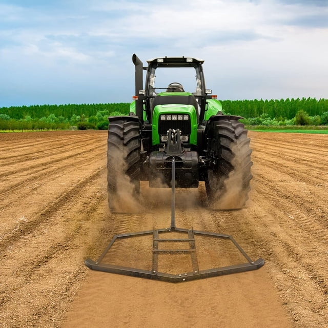 Herse et Râteau pour Glissade – Robuste 72 Pouces pour Entrée – 2 Barres et Boulons Ajustables – Outil en Acier – VTT, UTV et Tracteur de Pelouse – Résistant à la Rouille – Nivellement du Terrain