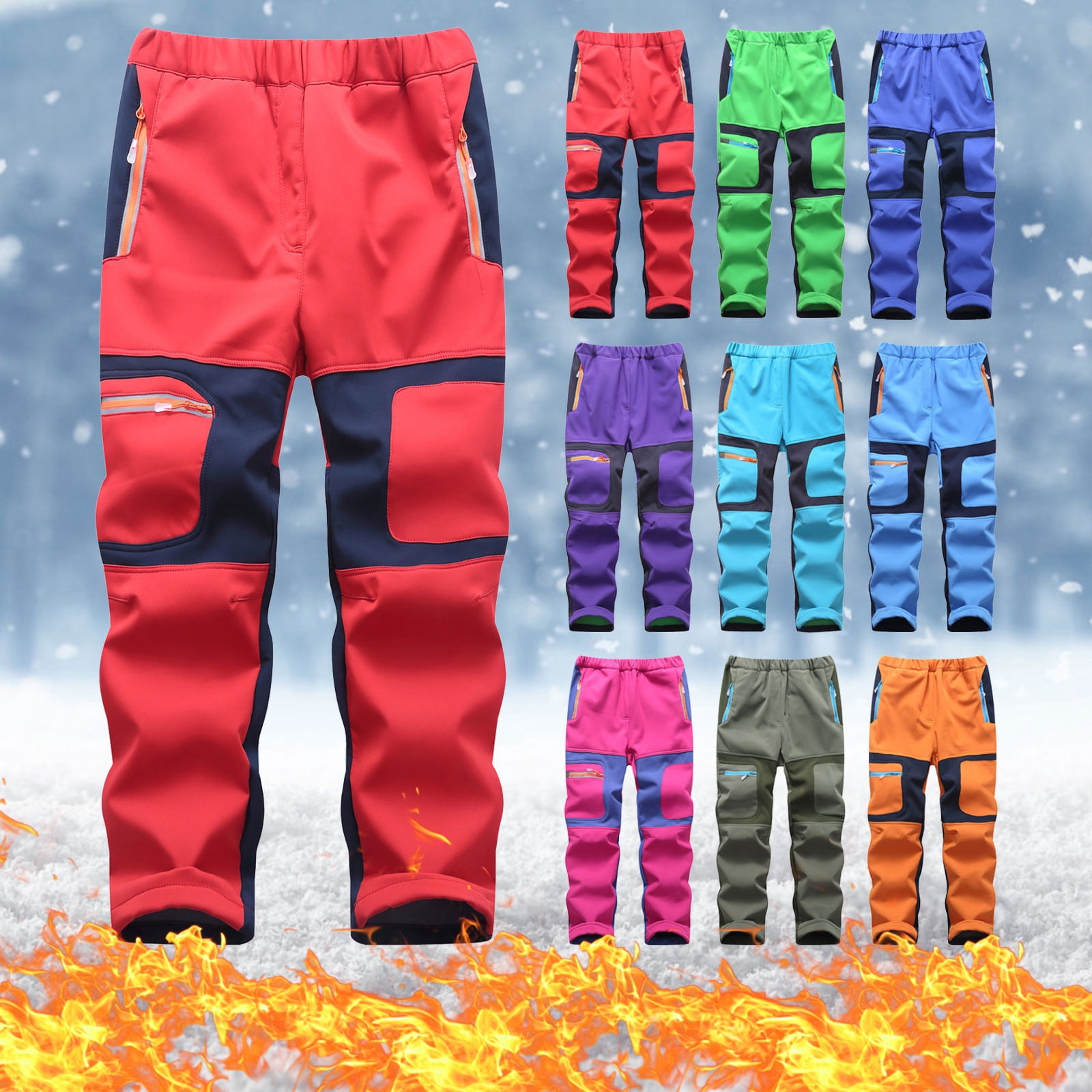 MKOSPLRT Pantalon de Ski de Neige pour Enfants Randonnée Garçons Filles Extérieur Imperméable Coupe-Vent en Molleton Chaud Pantalon de Planche à Neige 5-16 Ans