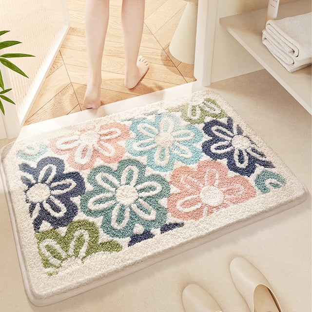 EGNMCR Bathroom Rugs Bath Mat Moss Rug Floral Area Rugs Plant Flowers Bathroom Rug Mat Extra Thick And Absorbent Bath Rugs Non-Slip Soft Bath Carpet Machine Wash Dry Bathroom carpet carpet