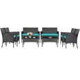thumbnail image 1 of Patiojoy 8-Piece Rattan Patio Conversation Set Cushioned Sofa with Coffee Table Turquoise, 1 of 5