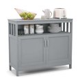 thumbnail image 1 of Costway Buffet de Cuisine Serveur Bahut Armoire de Rangement avec 2 Portes et Tablette Gris, 1 of 10